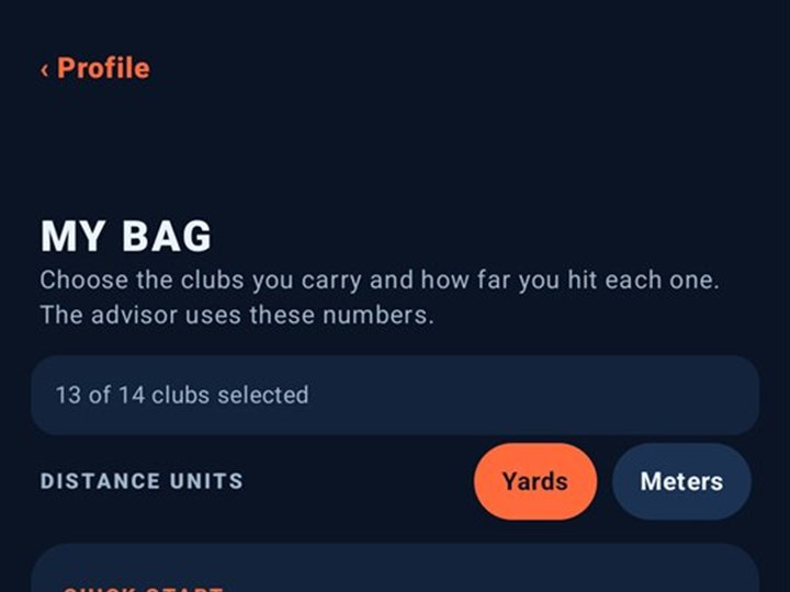 My Bag with club distances