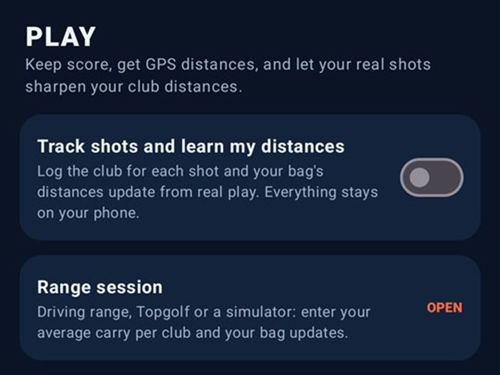 Play tab with course search and scorecard
