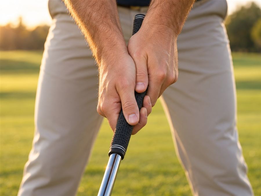 Neutral golf grip close-up
