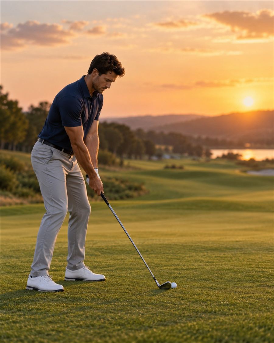 Right-handed golfer at address