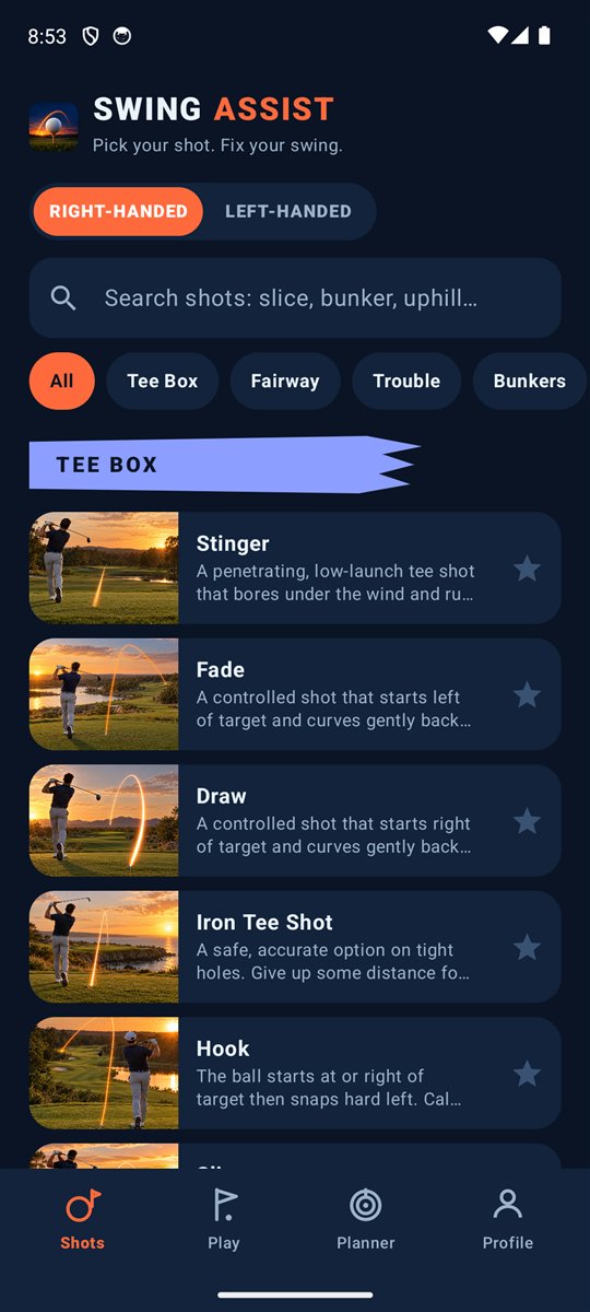 Swing Assist shot library
